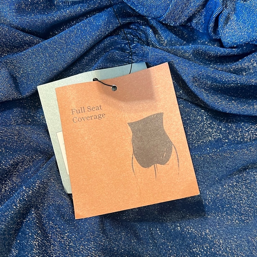 Women’s Blue Sparkle plunge neckline One-Piece Swimsuit NWT Size XS (0-2) - Picture 5 of 5